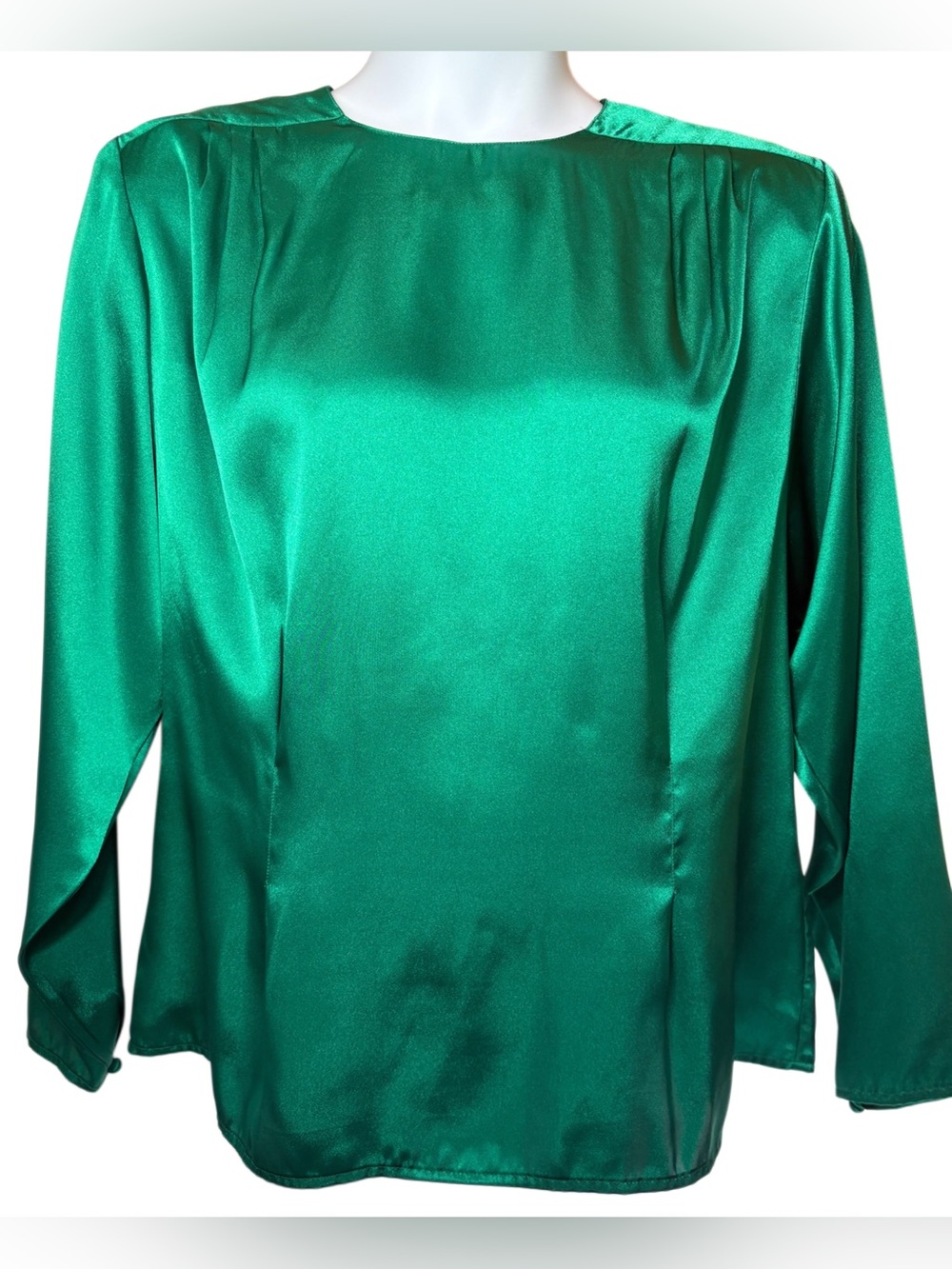 Vintage Long Sleeved  Elegant Satin Blouse Holiday Cocktail